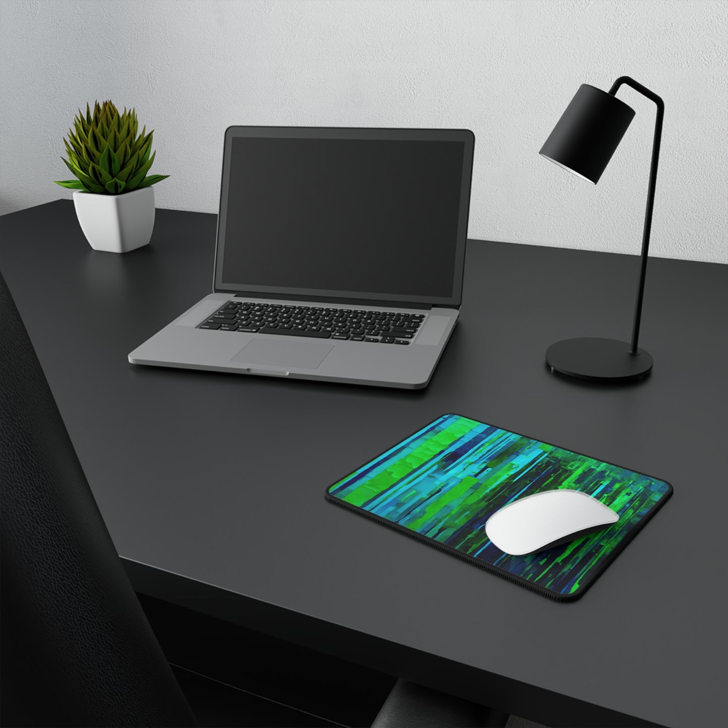 Striped Blue Green Non-Slip Gaming Mouse Pad, 9.5" X 8" Rectangle