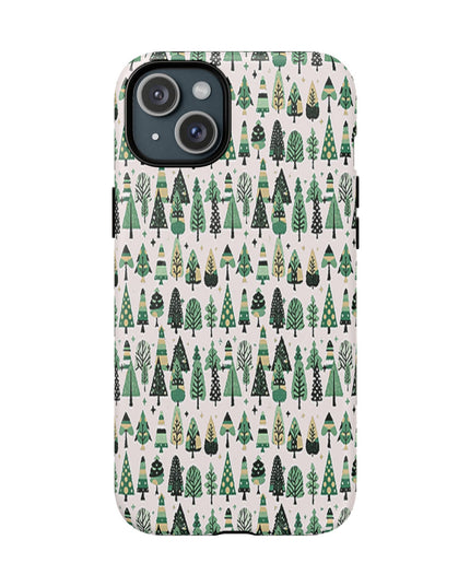Mini Vintage Green Trees Iphone 15 Plus Tough Magnetic Cases
