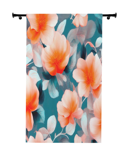 Orange Blossom Floral Bunch Window Curtain, 50" x  84", blackout