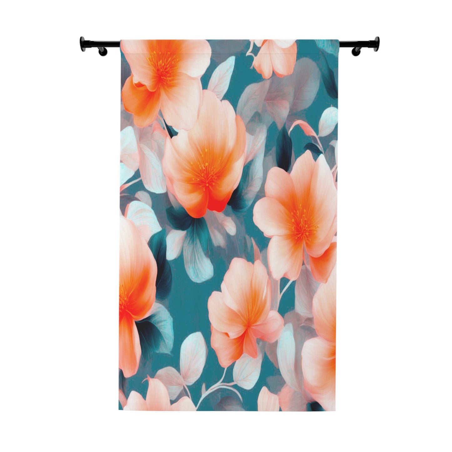 Orange Blossom Floral Bunch Window Curtain, 50" x  84", blackout