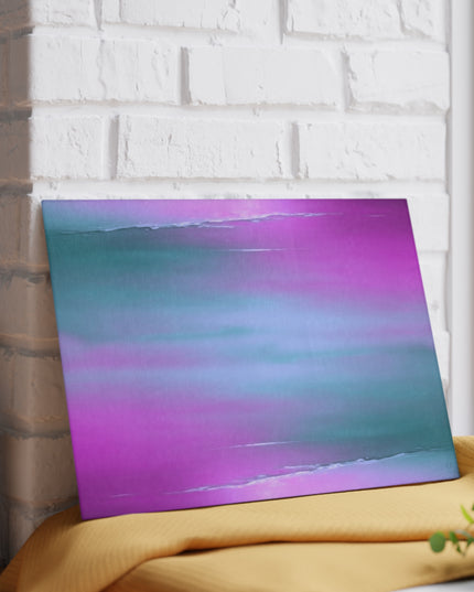 Dark Blue Green Sea Purple Fog 8" x 11" Glass Cutting Board