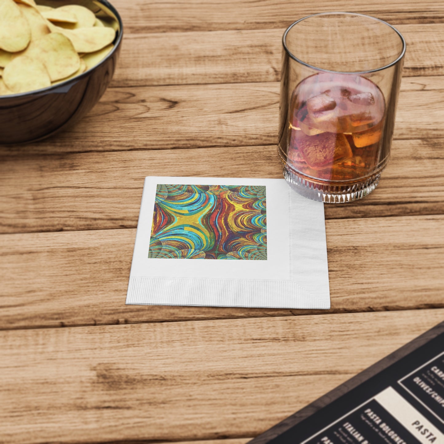 Uzi Spiral Alpha White Coined Napkins, 4.8" x 4.8"