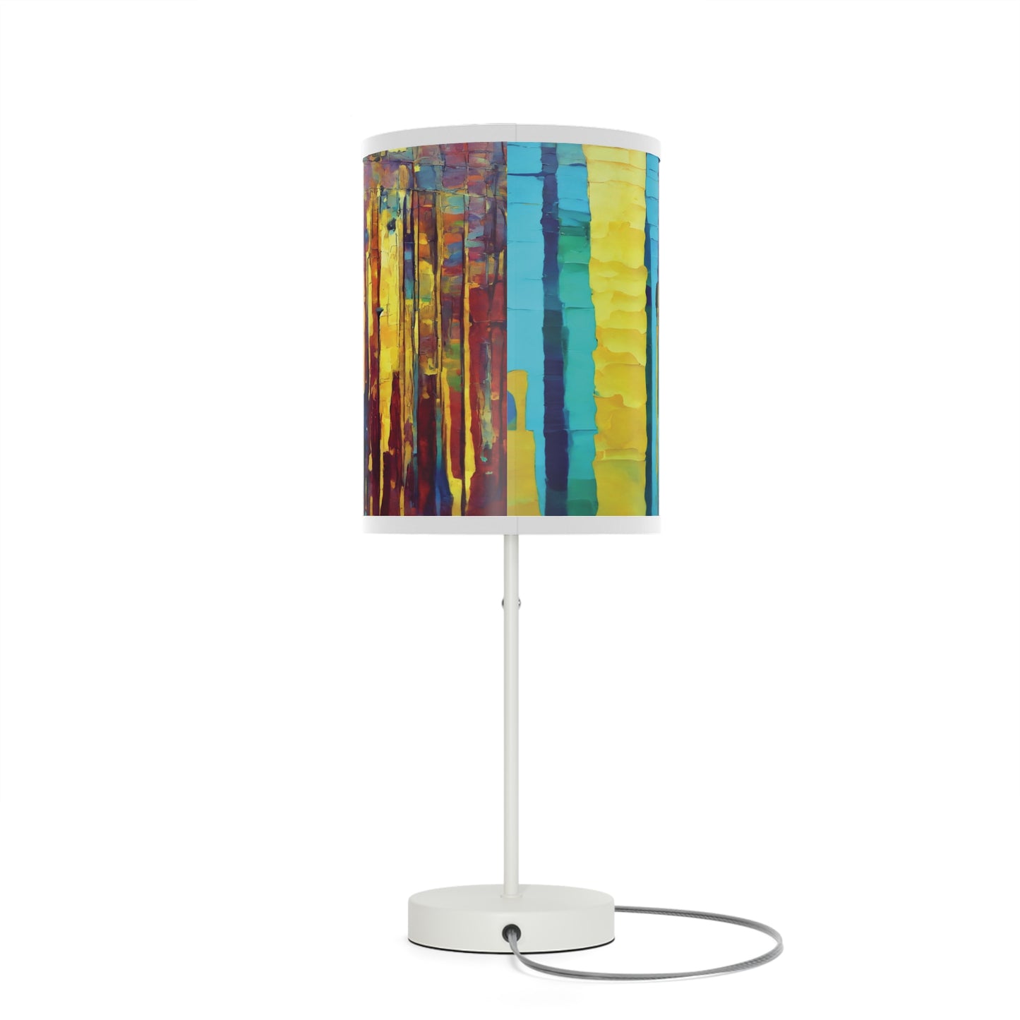 Striped Alpha Table Lamp on a White or Silver Stand, US|CA plug