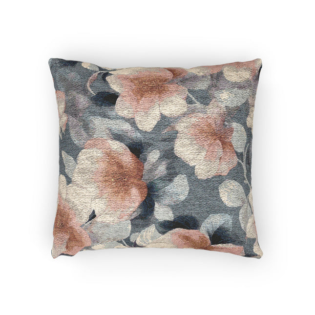 Red White Florals Woven Pillow, 17" x 18"