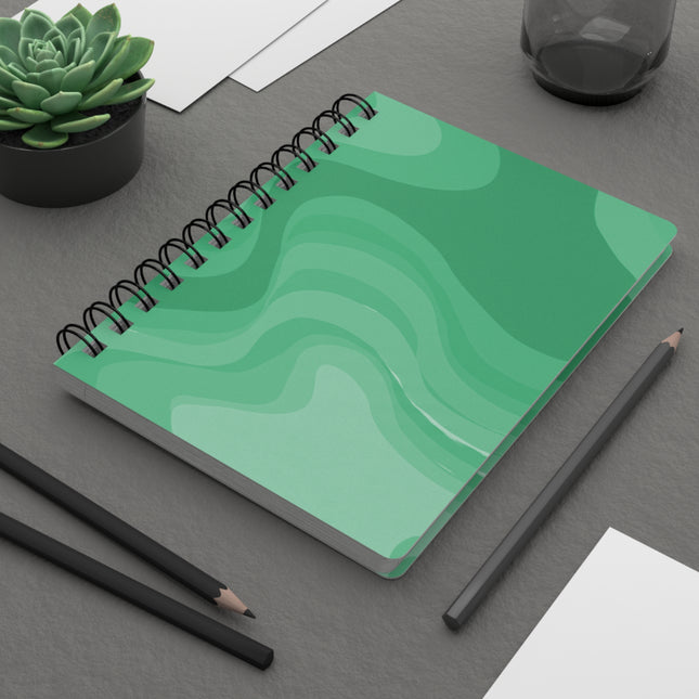 Mint Green Wavey Spiral Bound Journal, 5" x 7" 150 pages