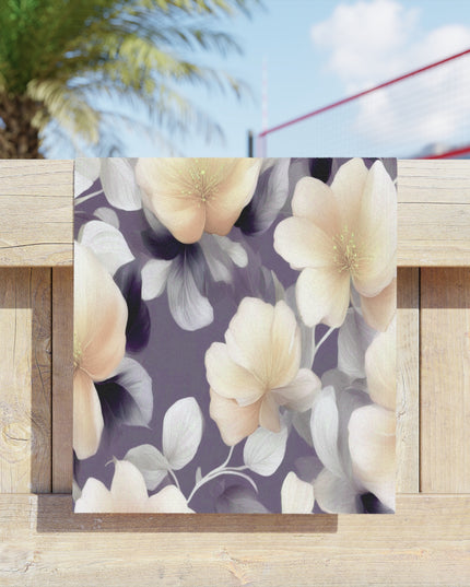 White Blush Floral Bunch Beach Towel, 18" x 27"
