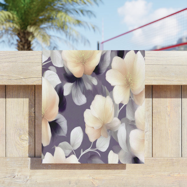 White Blush Floral Bunch Beach Towel, 18" x 27"