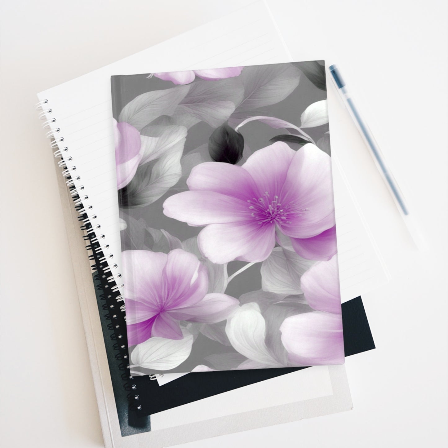 Purple Blossom Floral Bunch Journal - 128 Ruled Line pages, 5" x 7"