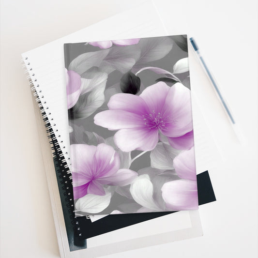 Purple Blossom Floral Bunch Journal - 128 Ruled Line pages, 5" x 7"