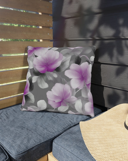 Purple Blossom Floral Bunch Outdoor Pillow, 16" x 16"