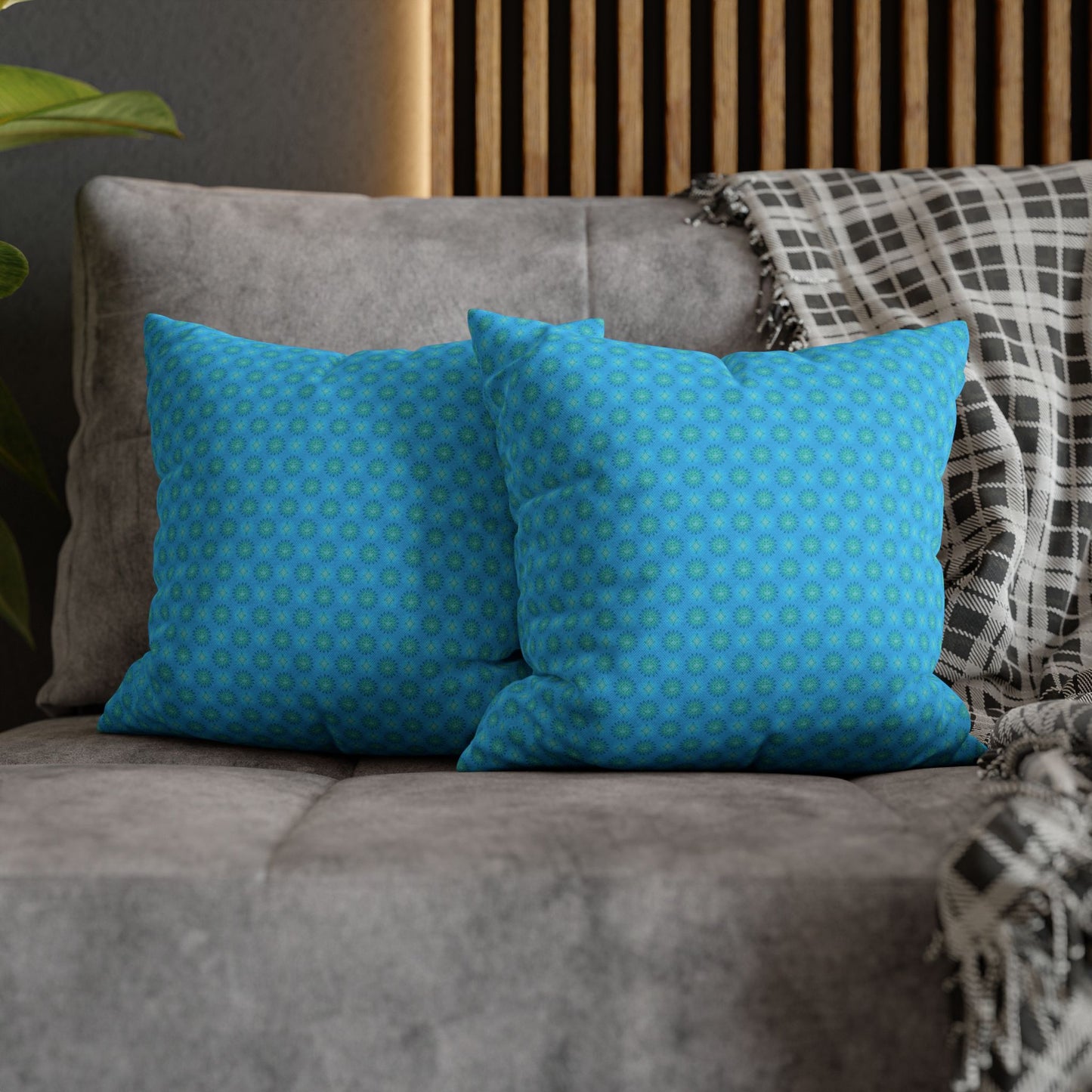 Light Blue Star-crossed Bodies Spun Polyester Square Pillowcase, 14" x 14"