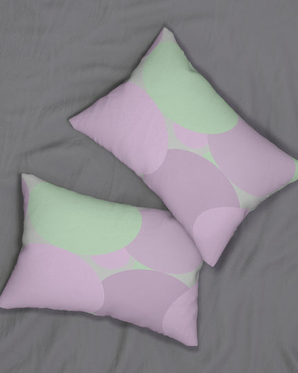 Pastel Lavender Purple and Soft Green Patches Spun Polyester Lumbar Pillow, 20" x 14"