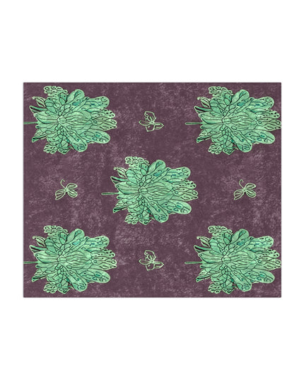 Mint Green Floral Butterflies 50" x 60" Crushed Velvet Blanket