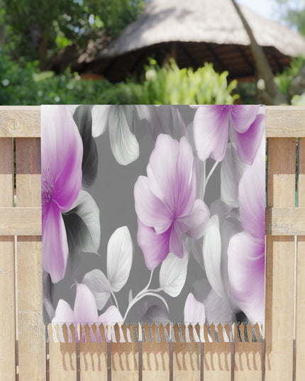 Purple Blossom Floral Bunch 38" × 81" Boho Beach Cloth