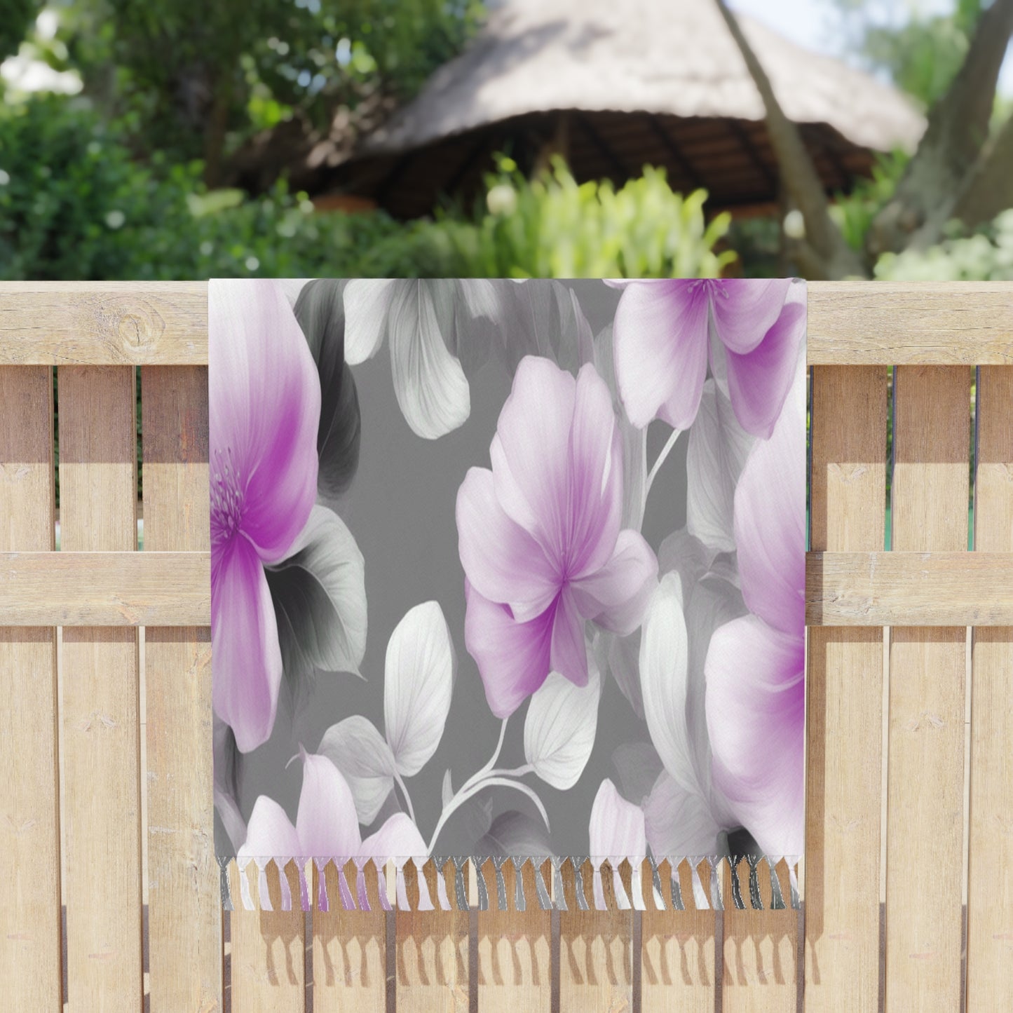 Purple Blossom Floral Bunch 38" × 81" Boho Beach Cloth