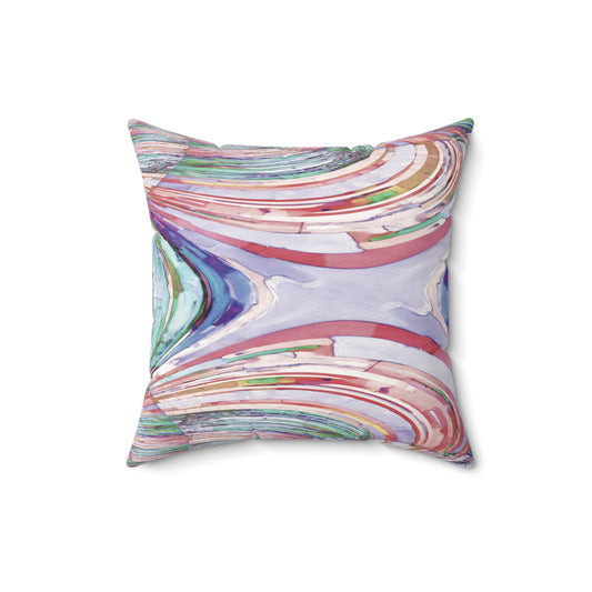 Uzi Spiral Pastels Faux Suede Square Pillow,  16" x 16"