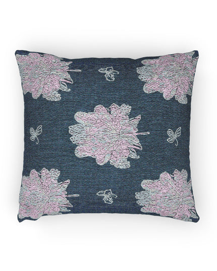 Lavender Floral Butterflies Woven Pillow, 17" x 18"