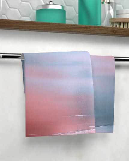 Gray Sea Pink Fog Face Towel, 13" x 13"