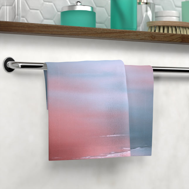 Gray Sea Pink Fog Face Towel, 13" x 13"
