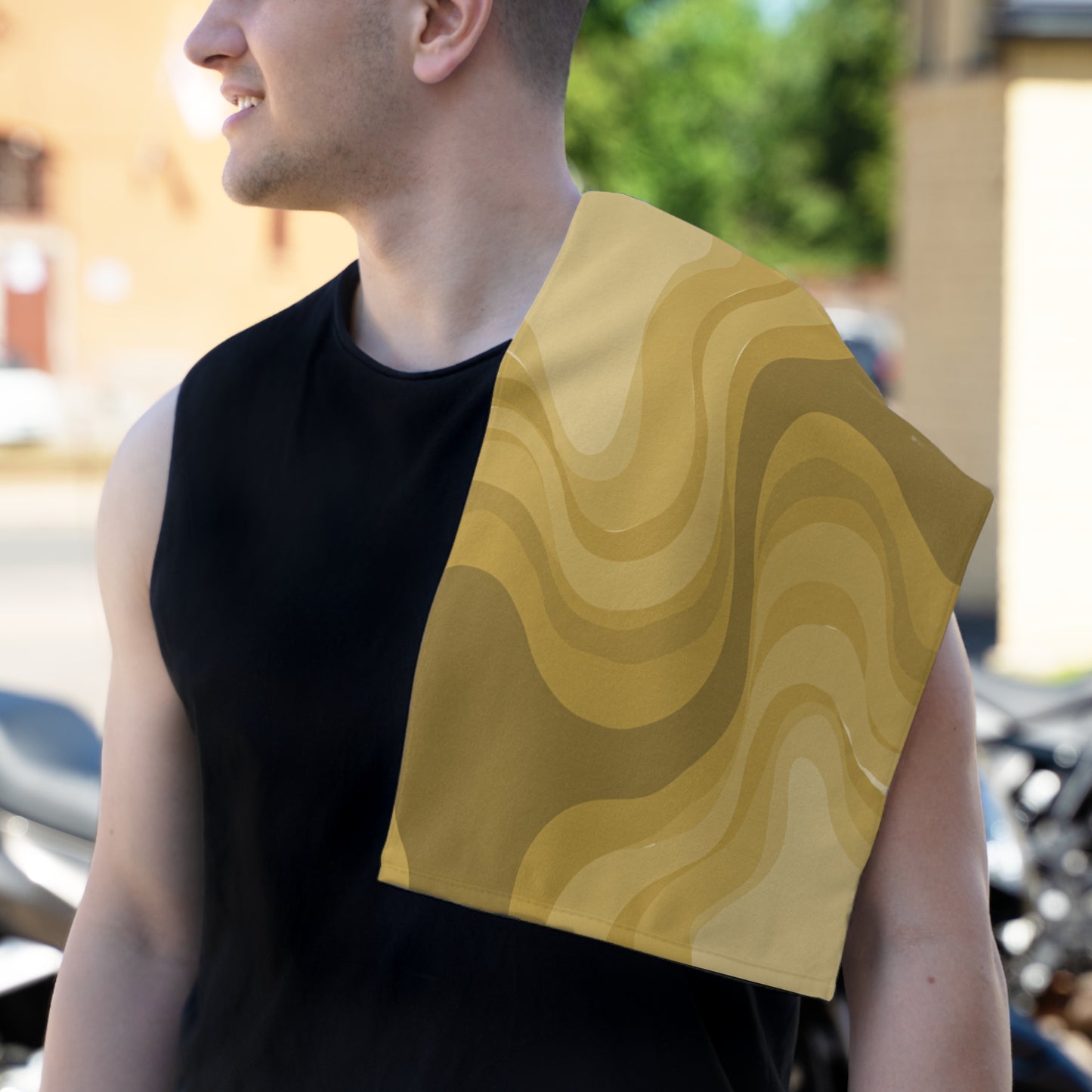 Brown Wavey Rally Towel, 11" x 18"