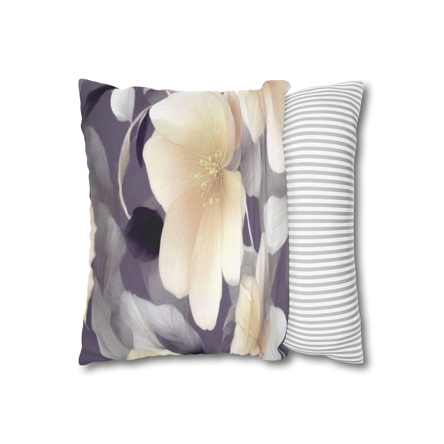 White Blush Floral Bunch Spun Polyester Square Pillowcase, 14" x 14"