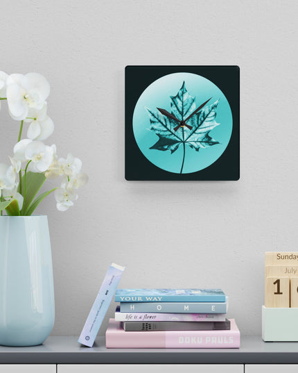 Tif Green Maple Leaf Acrylic Wall Clock, Round or Square, 10.75" x 10.75"