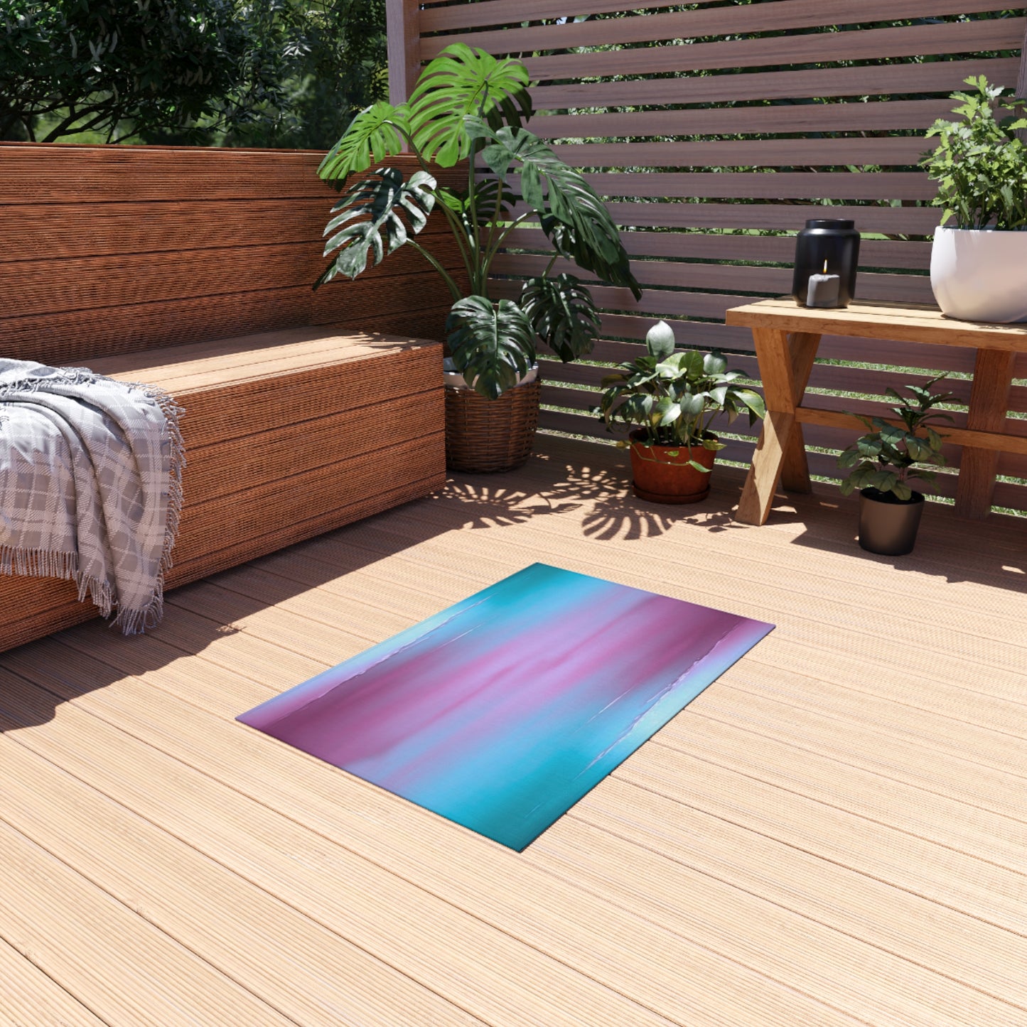 Wine Sea Blue Fog Outdoor Rug, 24" x 36"