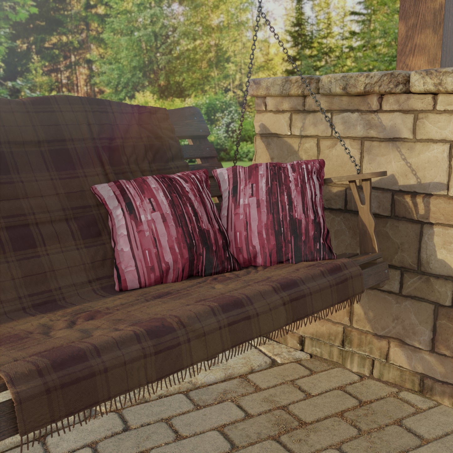Striped Ruby Pastel 16" x 16" Outdoor Pillow