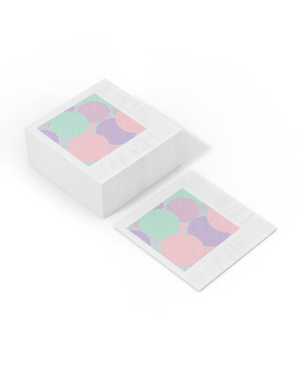 Pastel Peach and Soft Green Patches White Coined Napkins, 6.5" x 6.5"