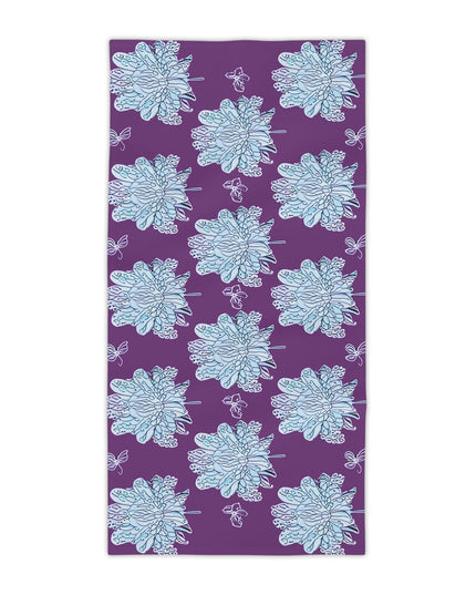 Blue Floral Butterflies Beach Towel, 30" x 60"