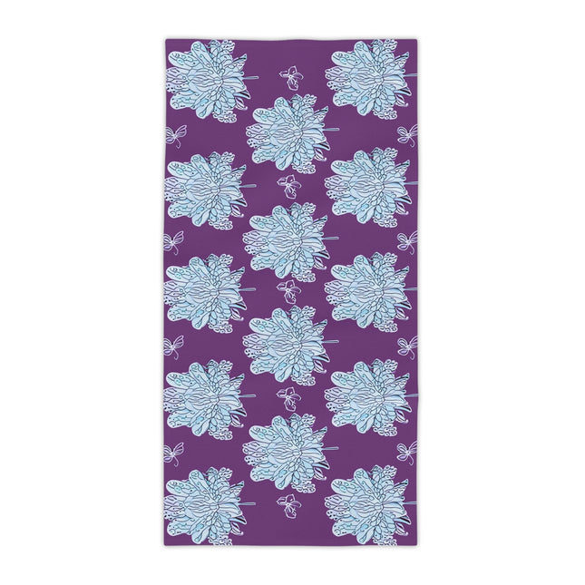 Blue Floral Butterflies Beach Towel, 30" x 60"