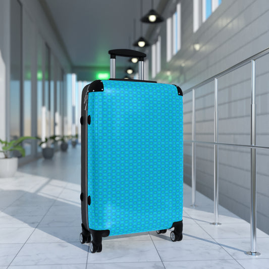 Light Blue Star-crossed Bodies Medium Suitcase with built in lock, 4 double-wheels, telescopic handle, and ABS back hard-shell