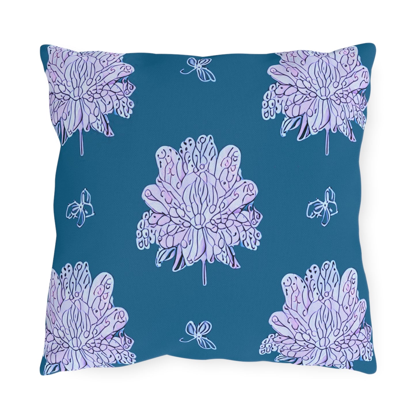 Lavender Floral Butterflies 16" x 16" Outdoor Pillow