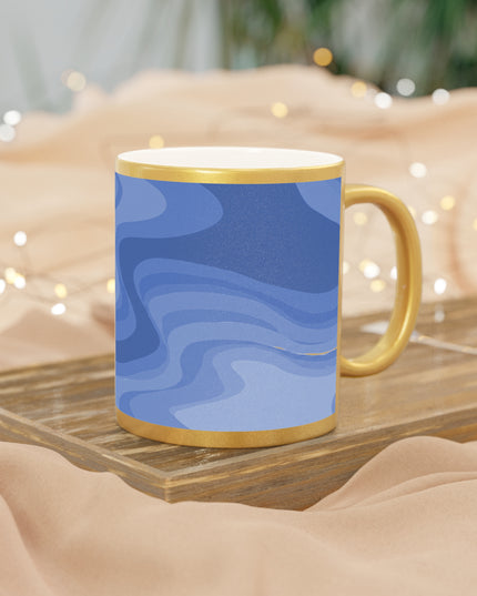 Deep Blue Wavey 11 oz Metallic Mug (Silver\Gold)