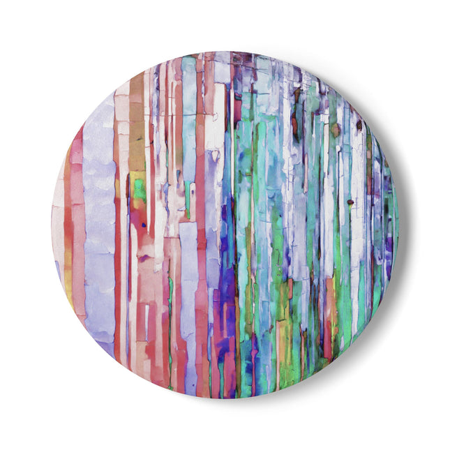 Striped Pastels 4" x 4" Round Ceramic Coaster