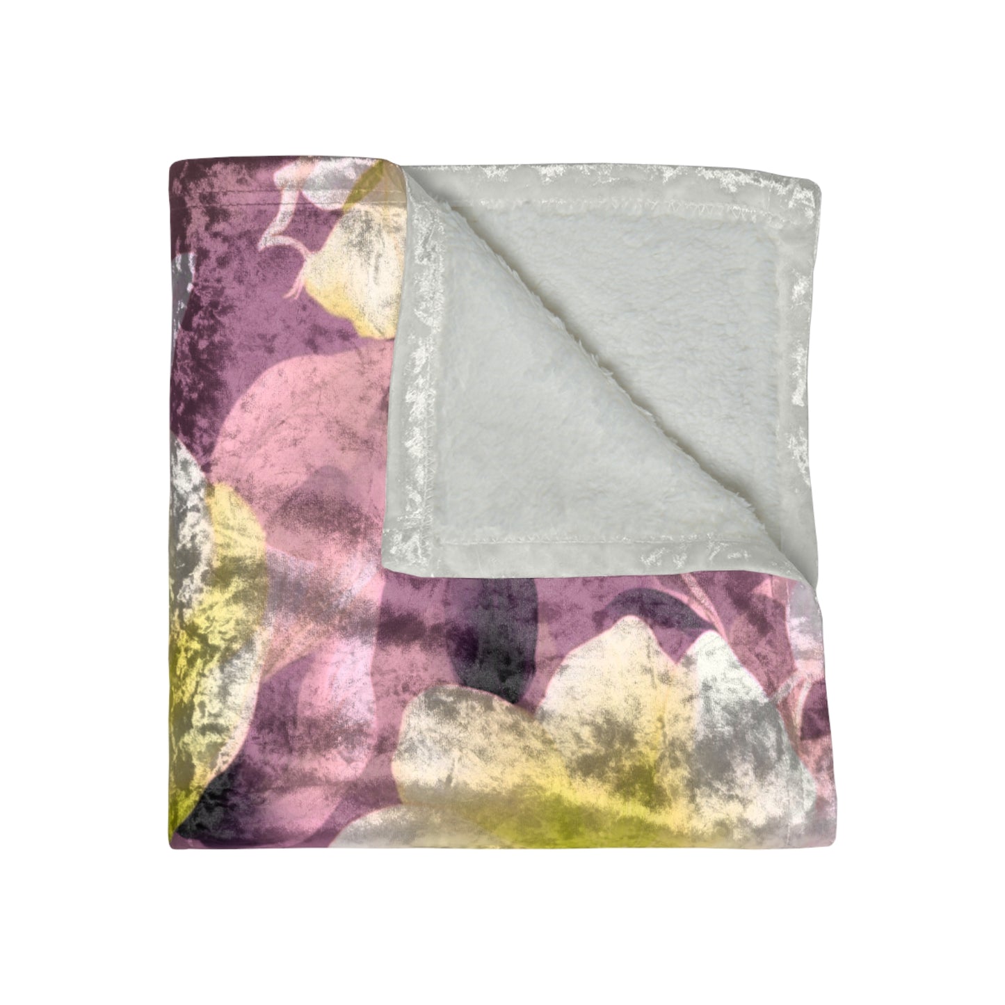Lemon Blossom Floral Bunch Crushed Velvet Blanket, 50" x 60"
