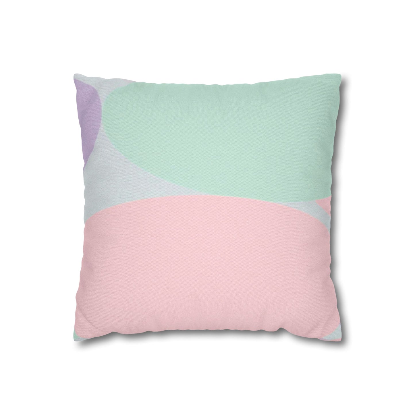 Pastel Peach and Soft Green Patches Spun Polyester Square Pillowcase, 14" x 14"