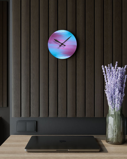 Wine Sea Blue Fog Acrylic Round Wall Clock, 8" x 8"