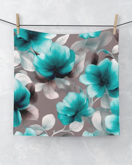 Tif Green Gray Floral Bunch Face Towel, 13" x 13"