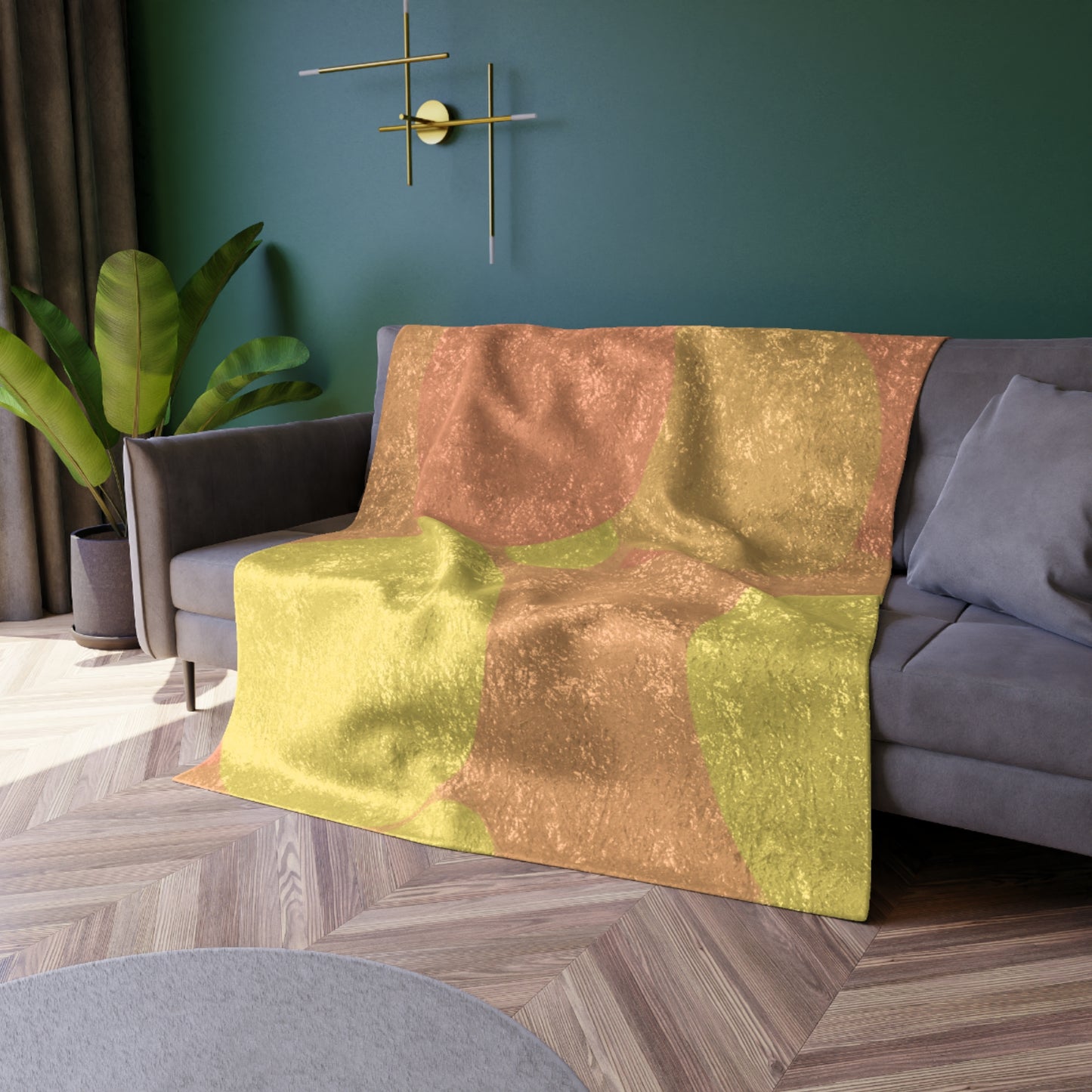 Pastel Bright Oranges Patches 50" x 60" Crushed Velvet Blanket
