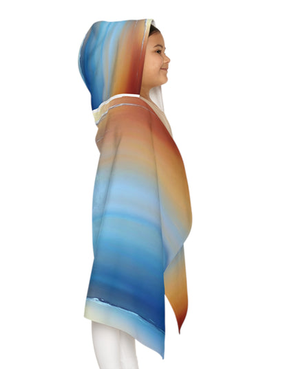 Blue Sea Red Orange Fog Youth Hooded Towel, 24" x 48"
