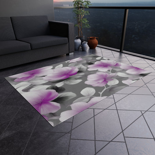 Purple Blossom Floral Bunch Outdoor Rug, 60" x 84"