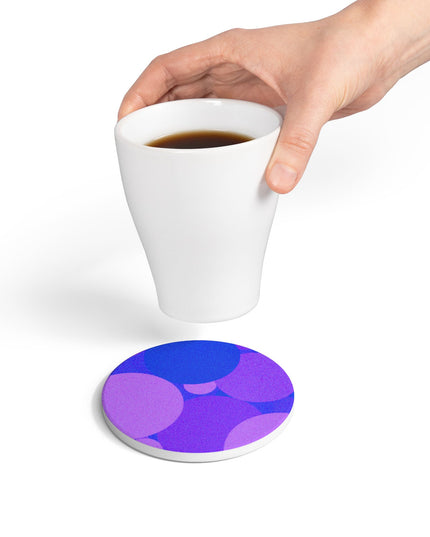 Pastel Purple Family Patches 4" x 4" Round Ceramic Coaster