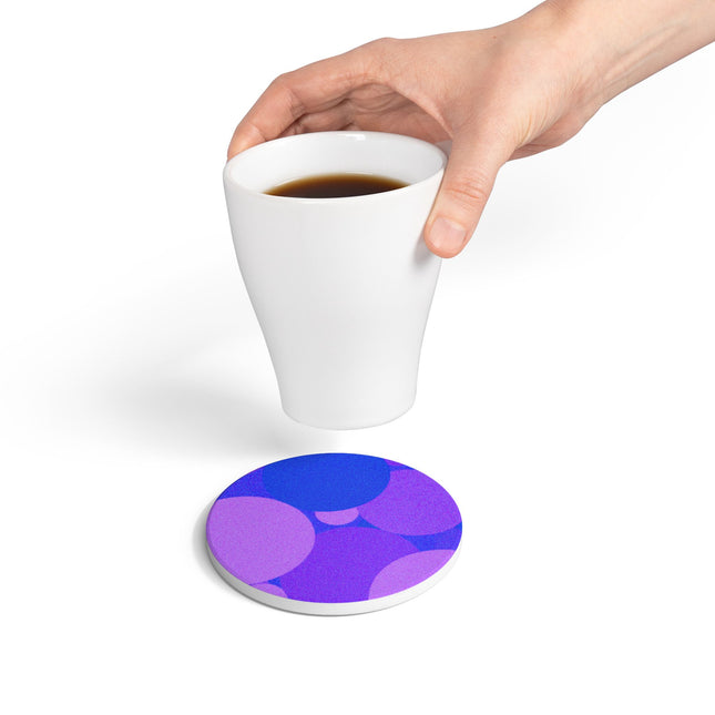 Pastel Purple Family Patches 4" x 4" Round Ceramic Coaster