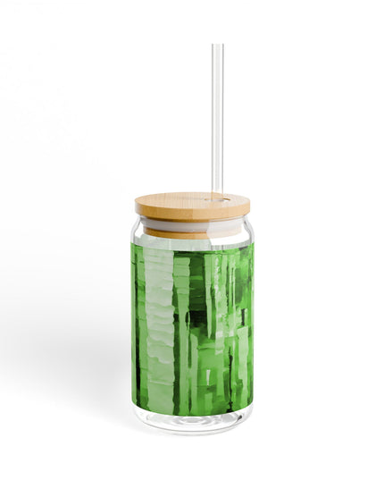 Striped Mint Pastels Sipper Glass, 16oz