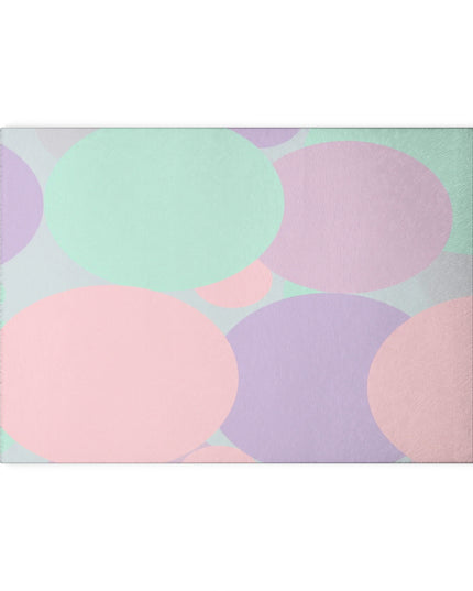 Pastel Peach and Soft Green Patches 8" x 11" Glass Cutting Board