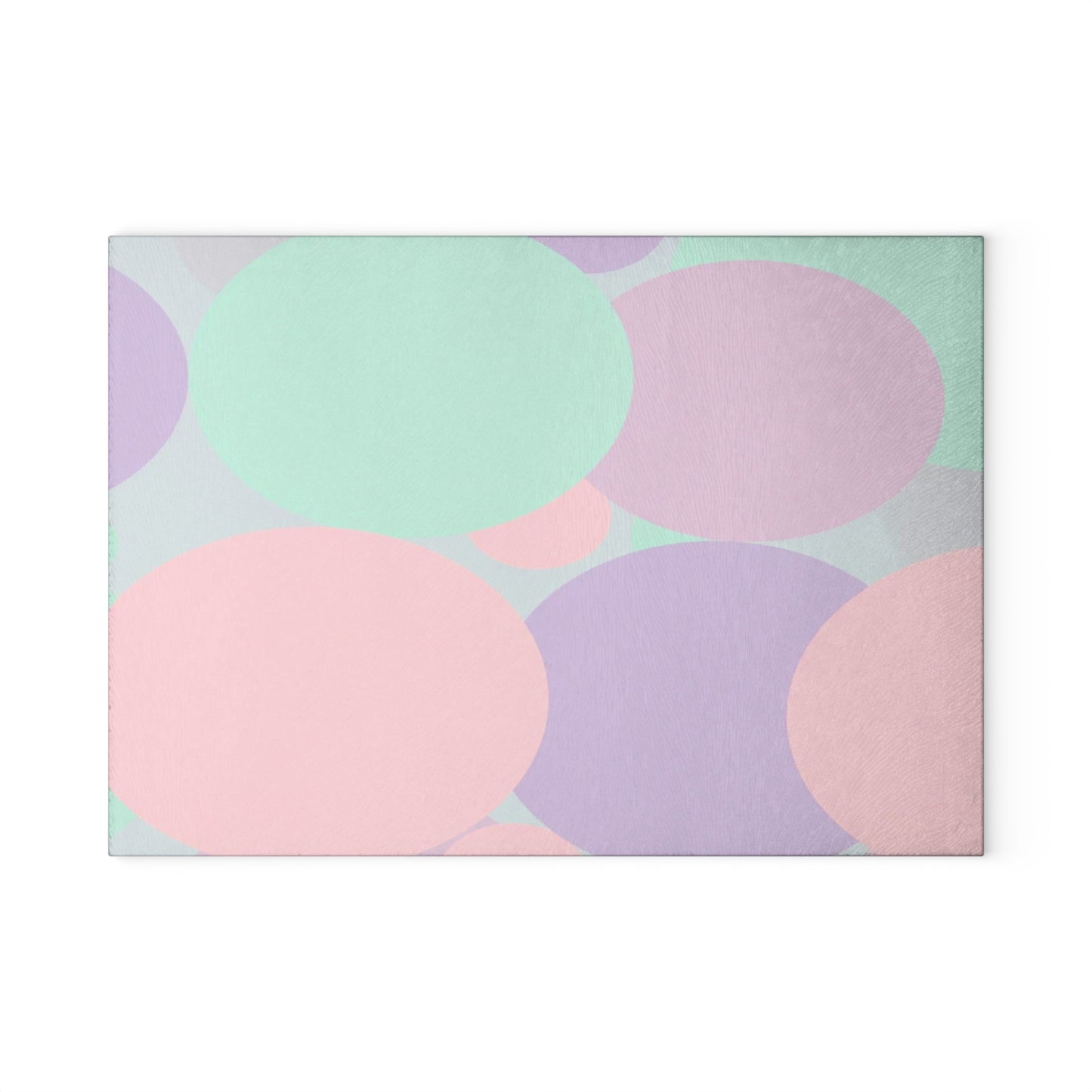 Pastel Peach and Soft Green Patches 8" x 11" Glass Cutting Board