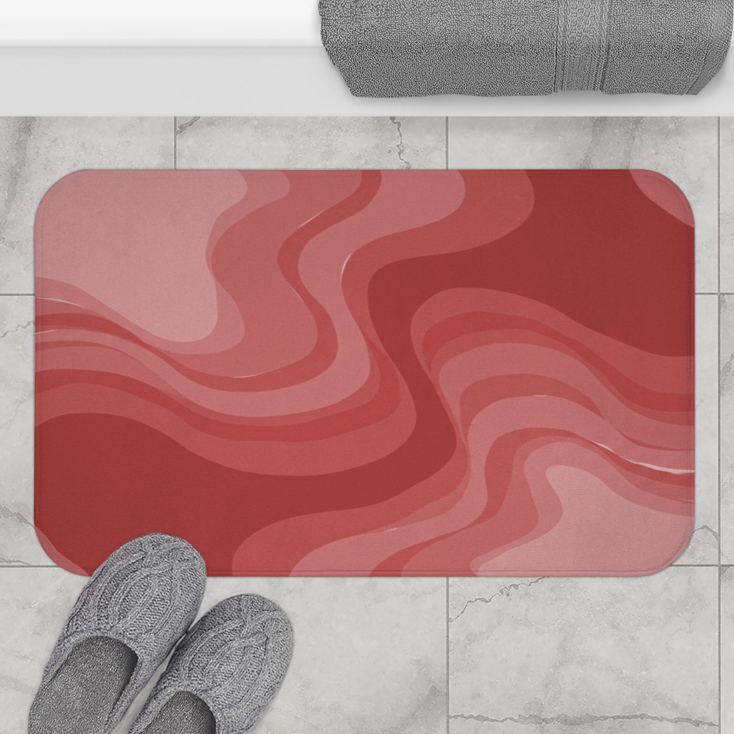 Power Red Wavey 34" x 21" Bath Mat