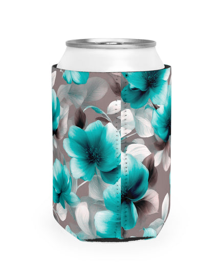 Tif Green Gray Floral Bunch 12 oz Can Cooler Sleeve