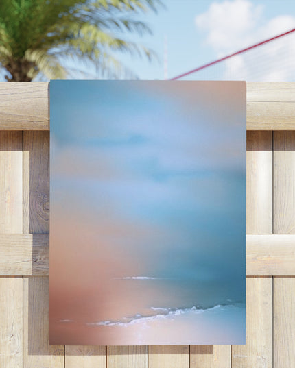 Blue Sea Peach Fog Beach Towel, 24" x 44"
